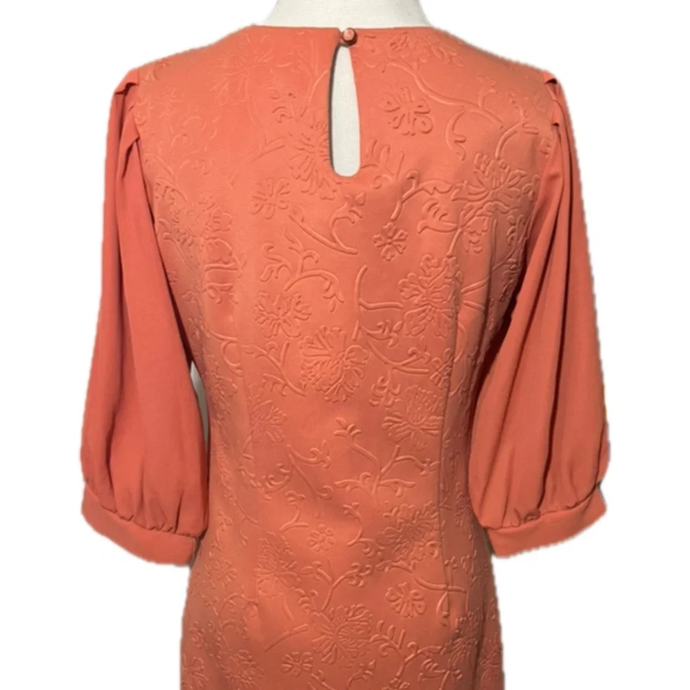 Altar'd State Coral 3/4 Bell Sleeve Embossed Dress Size Large - Picture 3 of 6